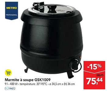 Promotions Marmite à soupe gsk1009 - Produit maison - Makro - Valide de 24/10/2018 à 06/11/2018 chez Makro