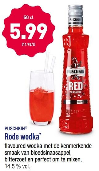 Promoties Rode wodka - Puschkin - Geldig van 22/10/2018 tot 27/10/2018 bij Aldi
