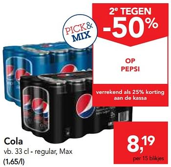 Promoties Cola regular, max - Pepsi - Geldig van 24/10/2018 tot 06/11/2018 bij Makro
