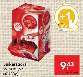 Promoties Suikersticks - Canderel - Geldig van 24/10/2018 tot 06/11/2018 bij Makro