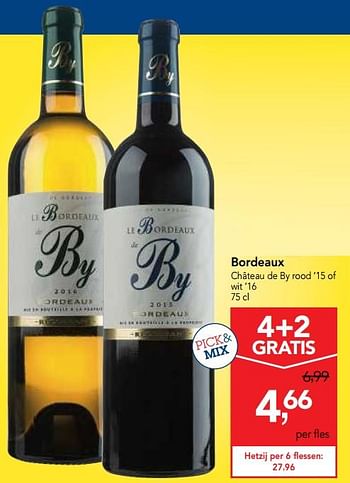 Promotions Bordeaux château de by rood `15 of wit `16 - Vins rouges - Valide de 24/10/2018 à 06/11/2018 chez Makro