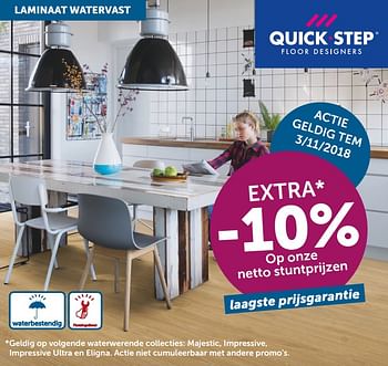 Promoties Laminaat watervast extra -10% - QuickStep - Geldig van 23/10/2018 tot 19/11/2018 bij Zelfbouwmarkt