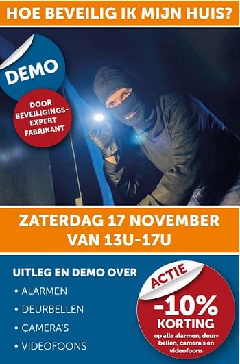 Promoties Zaterdag 17 november van 13u-17u uitleg en demo over alarmen - Huismerk - Zelfbouwmarkt - Geldig van 23/10/2018 tot 19/11/2018 bij Zelfbouwmarkt