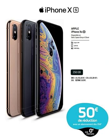 Promotions Apple iphone xs 256 gb - Apple - Valide de 17/10/2018 à 17/11/2018 chez Base