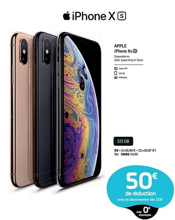 Promotions Apple iphone xs 512 gb - Apple - Valide de 17/10/2018 à 17/11/2018 chez Base
