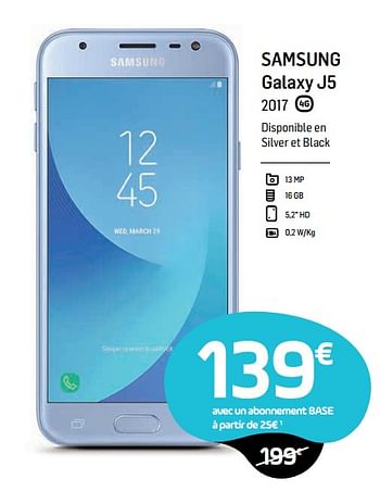 Promotions Samsung galaxy j5 2017 - Samsung - Valide de 17/10/2018 à 17/11/2018 chez Base