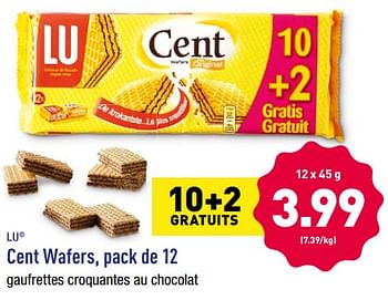Promoties Cent wafers, pack de 12 - Lu - Geldig van 22/10/2018 tot 27/10/2018 bij Aldi
