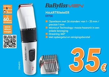 Promoties Babyliss haartrimmer e970e - Babyliss - Geldig van 24/10/2018 tot 24/11/2018 bij Krefel
