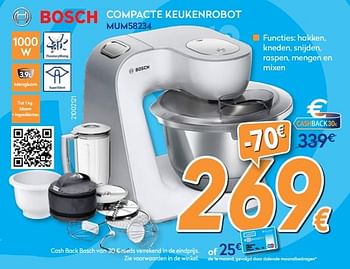 Promoties Bosch compacte keukenrobot mum58234 - Bosch - Geldig van 24/10/2018 tot 24/11/2018 bij Krefel