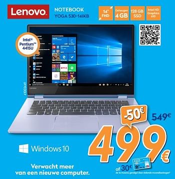 Promoties Lenovo notebook yoga 530-14ikb - Lenovo - Geldig van 24/10/2018 tot 24/11/2018 bij Krefel