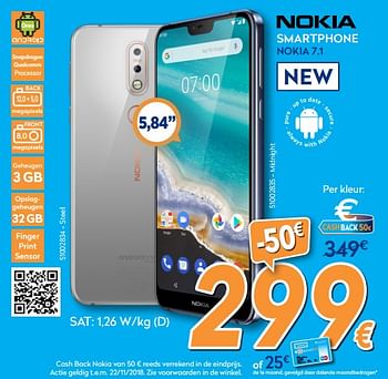 Promoties Nokia smartphone nokia 7.1 - Nokia - Geldig van 24/10/2018 tot 24/11/2018 bij Krefel