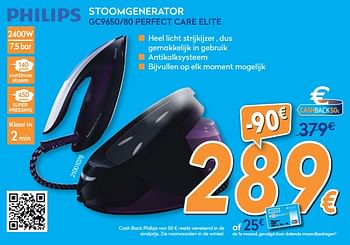 Promotions Philips stoomgenerator gc9650-80 perfect care elite - Philips - Valide de 24/10/2018 à 24/11/2018 chez Krefel