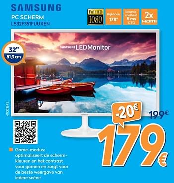 Promoties Samsung pc scherm ls32f351fuuxen - Samsung - Geldig van 24/10/2018 tot 24/11/2018 bij Krefel