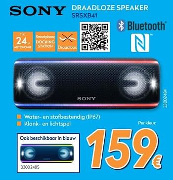 Promoties Sony draadloze speaker srsxb41 - Sony - Geldig van 24/10/2018 tot 24/11/2018 bij Krefel