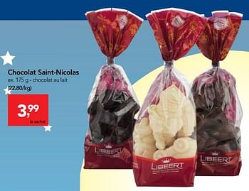 Promotions Chocolat saint-nicolas - Libeert - Valide de 24/10/2018 à 06/11/2018 chez Makro