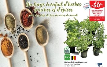 Promotions Herbes fraîches bio en pot - Produit maison - Makro - Valide de 24/10/2018 à 06/11/2018 chez Makro