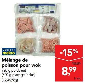 Promotions Mélange de poisson pour wok - Produit maison - Makro - Valide de 24/10/2018 à 06/11/2018 chez Makro