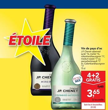 Promotions Vin de pays d`oc j.p. chenet cabernet - Vins rouges - Valide de 24/10/2018 à 06/11/2018 chez Makro