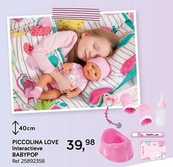 Promotions Piccolina love interactieve babypop - Produit maison - Supra Bazar - Valide de 16/10/2018 à 11/12/2018 chez Supra Bazar