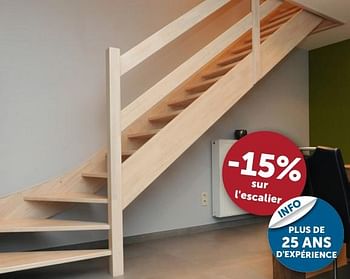Promotions -15% sur l`escalier - Produit maison - Zelfbouwmarkt - Valide de 23/10/2018 à 19/11/2018 chez Zelfbouwmarkt