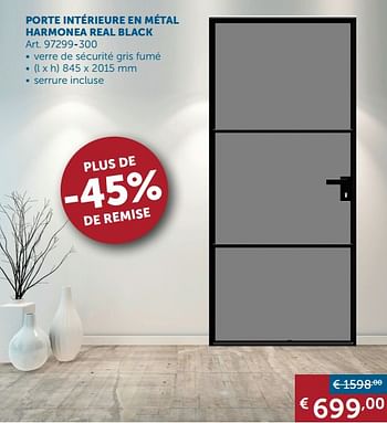 Promotions Porte intérieure en métal harmonea real black - Produit maison - Zelfbouwmarkt - Valide de 23/10/2018 à 19/11/2018 chez Zelfbouwmarkt
