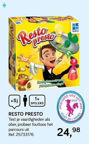 Promoties Resto presto - Megableu - Geldig van 16/10/2018 tot 11/12/2018 bij Supra Bazar