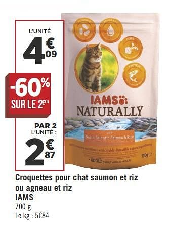 Promoties Croquettes pour chat saumon et riz ou agneau et riz iams - IAMS - Geldig van 16/10/2018 tot 28/10/2018 bij Géant Casino