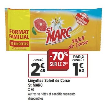 Promotions Lingettes soleil de corse st marc - St Marc - Valide de 16/10/2018 à 28/10/2018 chez Géant Casino
