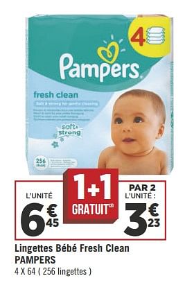 Promotions Lingettes bébé fresh clean pampers - Pampers - Valide de 16/10/2018 à 28/10/2018 chez Géant Casino