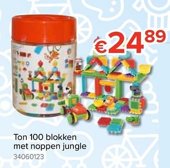 Promoties Ton 100 blokken met noppen jungle - Huismerk - Euroshop - Geldig van 20/10/2018 tot 06/12/2018 bij Euro Shop