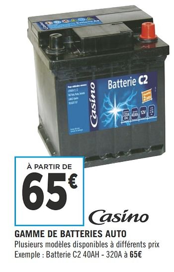 Promotions Gamme de batteries auto - Produit Maison - Géant Casino - Valide de 16/10/2018 à 28/10/2018 chez Géant Casino