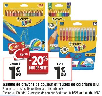 Promoties Gamme de crayons de couleur et feutres de coloriage bic - BIC - Geldig van 16/10/2018 tot 28/10/2018 bij Géant Casino