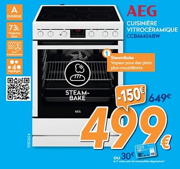 Promotions Aeg cuisinière vitrocéramique ccb6640abw - AEG - Valide de 24/10/2018 à 24/11/2018 chez Krefel