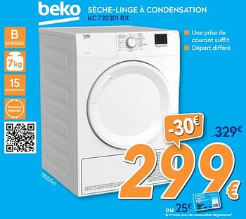 Promotions Beko sèche-linge à condensation kc 720301 bx - Beko - Valide de 24/10/2018 à 24/11/2018 chez Krefel