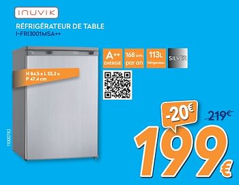 Promotions Inuvik réfrigérateur de table i-fri3001msa++ - Inuvik - Valide de 24/10/2018 à 24/11/2018 chez Krefel