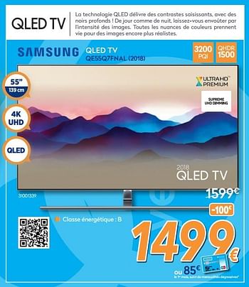 Promotions Samsung qled tv qe55q7fnal 2018 - Samsung - Valide de 24/10/2018 à 24/11/2018 chez Krefel