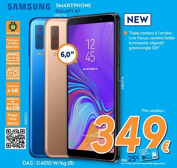 Promotions Samsung smartphone galaxy a7 - Samsung - Valide de 24/10/2018 à 24/11/2018 chez Krefel