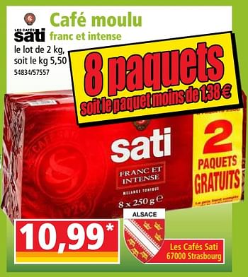 Promotions Café moulu franc et intense - Sati - Valide de 24/10/2018 à 30/10/2018 chez Norma