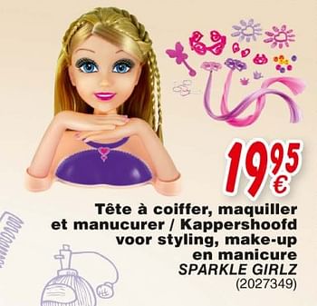 Promotions Tête à coiffer, maquiller et manucurer kappershoofd voor styling, make-up en man - Sparkle Girlz - Valide de 19/10/2018 à 08/12/2018 chez Cora