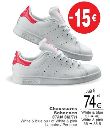 Promoties Chaussures schoenen stan smith - Adidas - Geldig van 23/10/2018 tot 05/11/2018 bij Cora