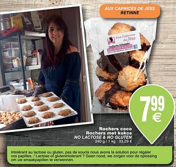 Promoties Rochers coco rochers met kokos no lactose + no gluten - Aux Caprices de Jess - Geldig van 23/10/2018 tot 29/10/2018 bij Cora