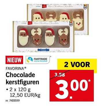 Promoties Chocolade kerstfiguren - Favorina - Geldig van 29/10/2018 tot 03/11/2018 bij Lidl