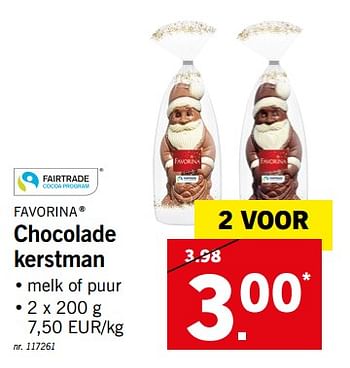 Promoties Chocolade kerstman - Favorina - Geldig van 29/10/2018 tot 03/11/2018 bij Lidl