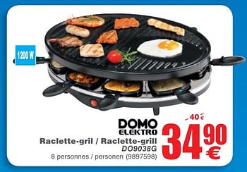 Promoties Domo elektro raclette-gril - raclette-grill do9038g - Domo elektro - Geldig van 23/10/2018 tot 29/10/2018 bij Cora
