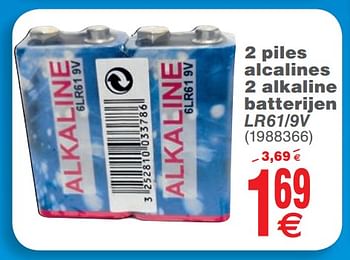Promoties 2 piles alcalines 2 alkaline batterijen lr61-9v - Huismerk - Cora - Geldig van 23/10/2018 tot 29/10/2018 bij Cora