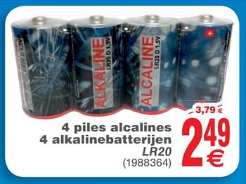Promoties 4 piles alcalines 4 alkalinebatterijen lr20 - Huismerk - Cora - Geldig van 23/10/2018 tot 29/10/2018 bij Cora