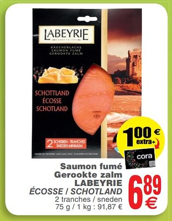 Promotions Saumon fumé gerookte zalm labeyrie - Labeyrie - Valide de 23/10/2018 à 29/10/2018 chez Cora