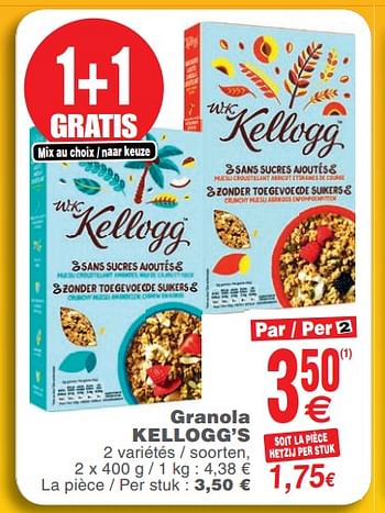 Promotions Granola kellogg`s - Kellogg's - Valide de 23/10/2018 à 29/10/2018 chez Cora