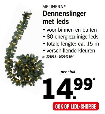 Promoties Dennenslinger met leds - Melinera - Geldig van 29/10/2018 tot 03/11/2018 bij Lidl