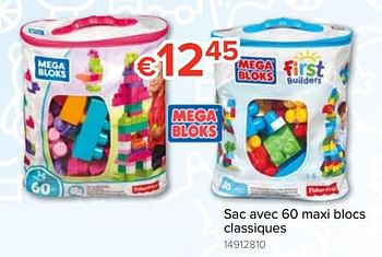 Promoties Sac avec 60 maxi blocs classiques - Mega Bloks - Geldig van 20/10/2018 tot 06/12/2018 bij Euro Shop